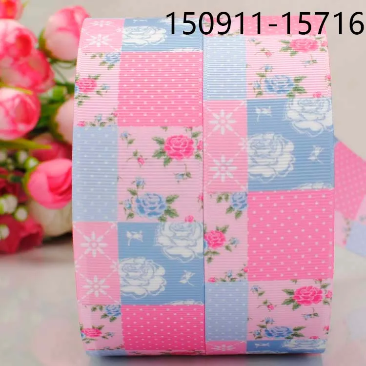 Freies verschiffen 50yards 1/2 "38mm frische rosa blume gedruckt grosgrain-band cartoon band DIY haar bogen