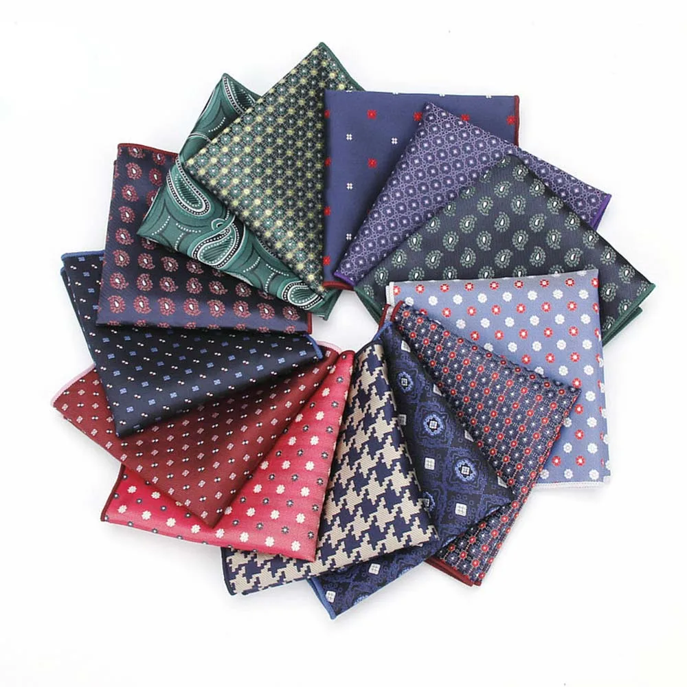 HUISHI Floral Pocket Square Jacquard Handkerchief  Hanky Suits Mens Pocket Square