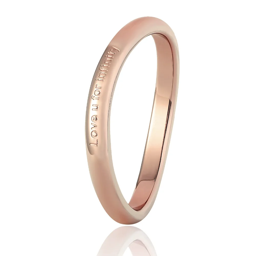 New design Love U For Infinite Shaped Curved Ring Stainless Steel Rose Gold Color Saving Personality Trendy Tail Ring For Women