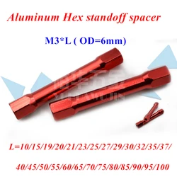 10pcs M3 Anodized Red Aluminum Hex Step Pillar Standoff Spacer M3*10/15/20/21/25/27/28/30/35/37/40/45/50/60/70/80/90/100mm