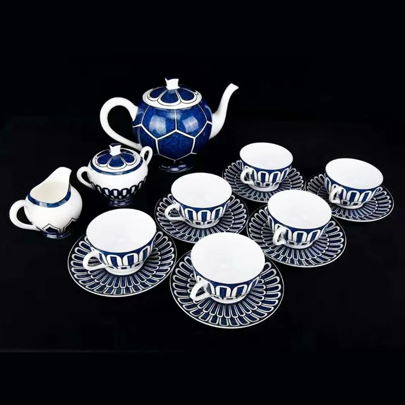 Luxurious Chinese Style Bone China Tableware Set, Ceramic Coffee Mug, Teapot, Kung Fu Tea Set, Christmas Gift, 15Pcs Set