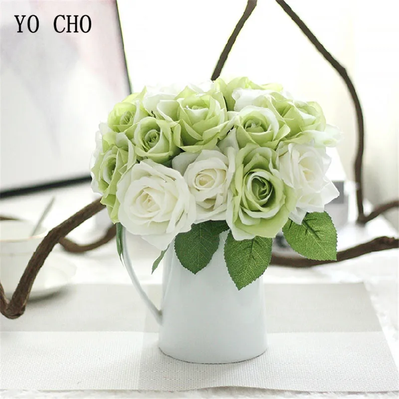 YO CHO Wedding Bouquet Polyester Roses Holder Wedding Flowers Bridal Bouquets Artificial Bridesmaids Accessories Wedding Bouquet