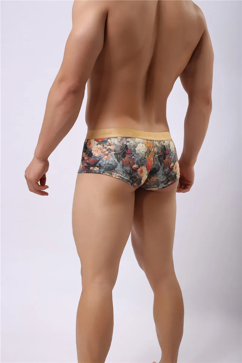 High Quality Men Boxers Shorts Mens Novelty Flowers Print Underwear Brand Sexy Fashion Boxers Underpants Low Waist Boxers