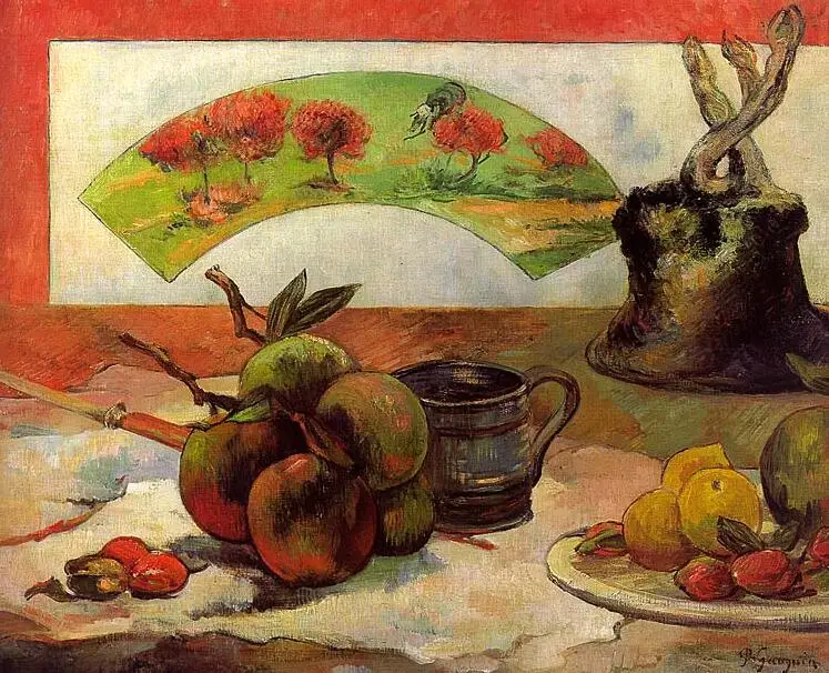 

High quality Oil painting Canvas Reproductions Still Life with a Fan (1889) by Paul Gauguin hand painted