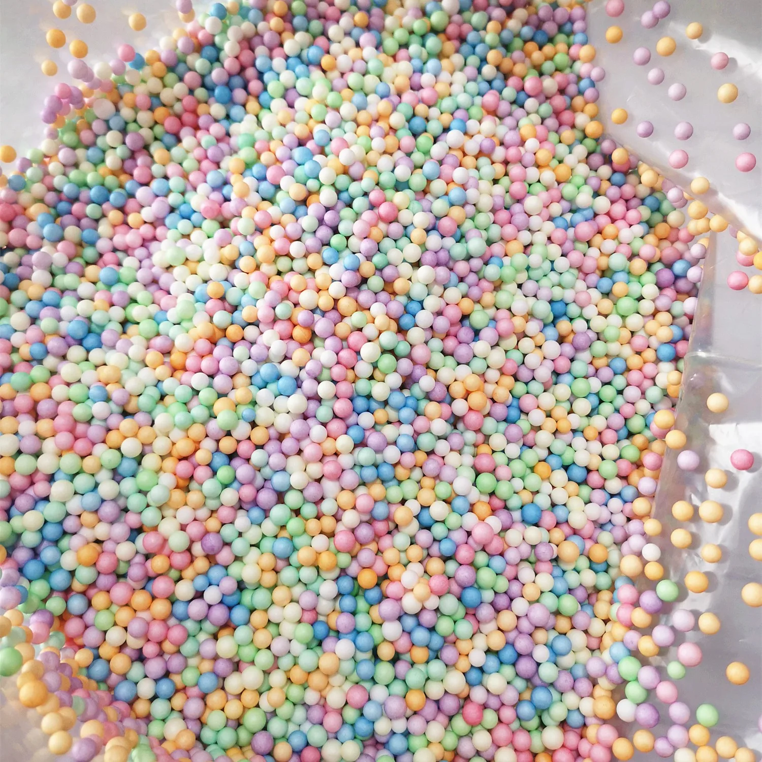 Bolas de poliestireno de 15g y 4-6mm para niños, accesorios para partículas de barro de nieve, bolitas pequeñas de espuma Pastel, relleno, juguetes