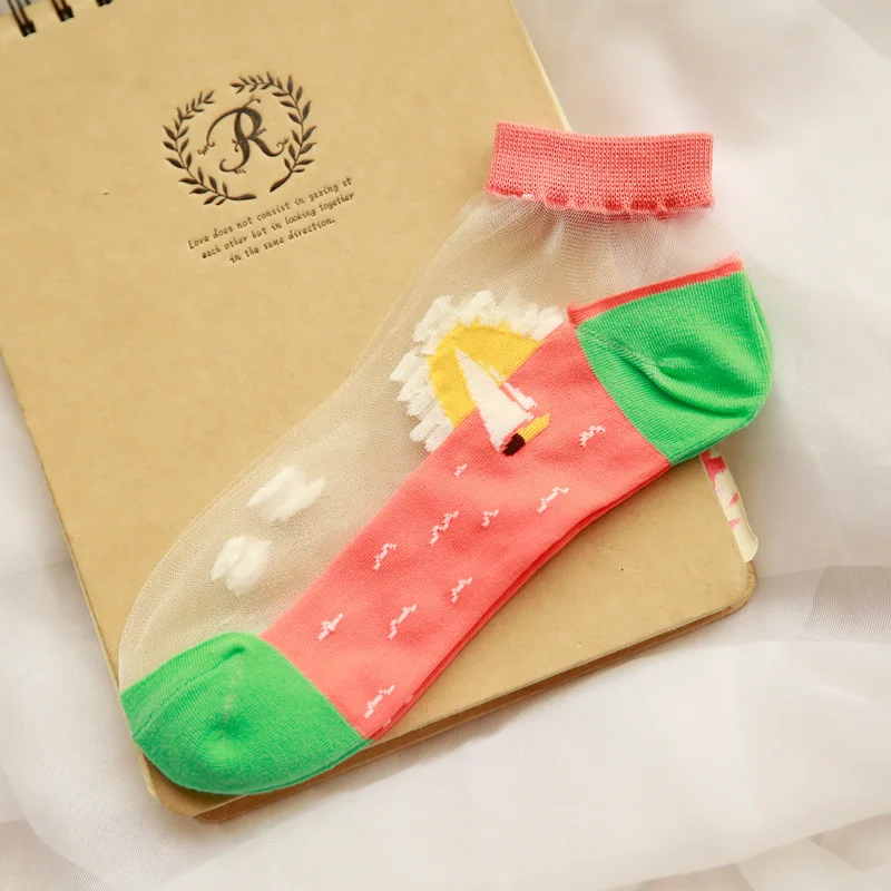 Hot Summer Woman Socks Female Thin Crystal Glass Silk Transparent Socks Girls Stretch Socks Chaussette Femme Calcetines 2018
