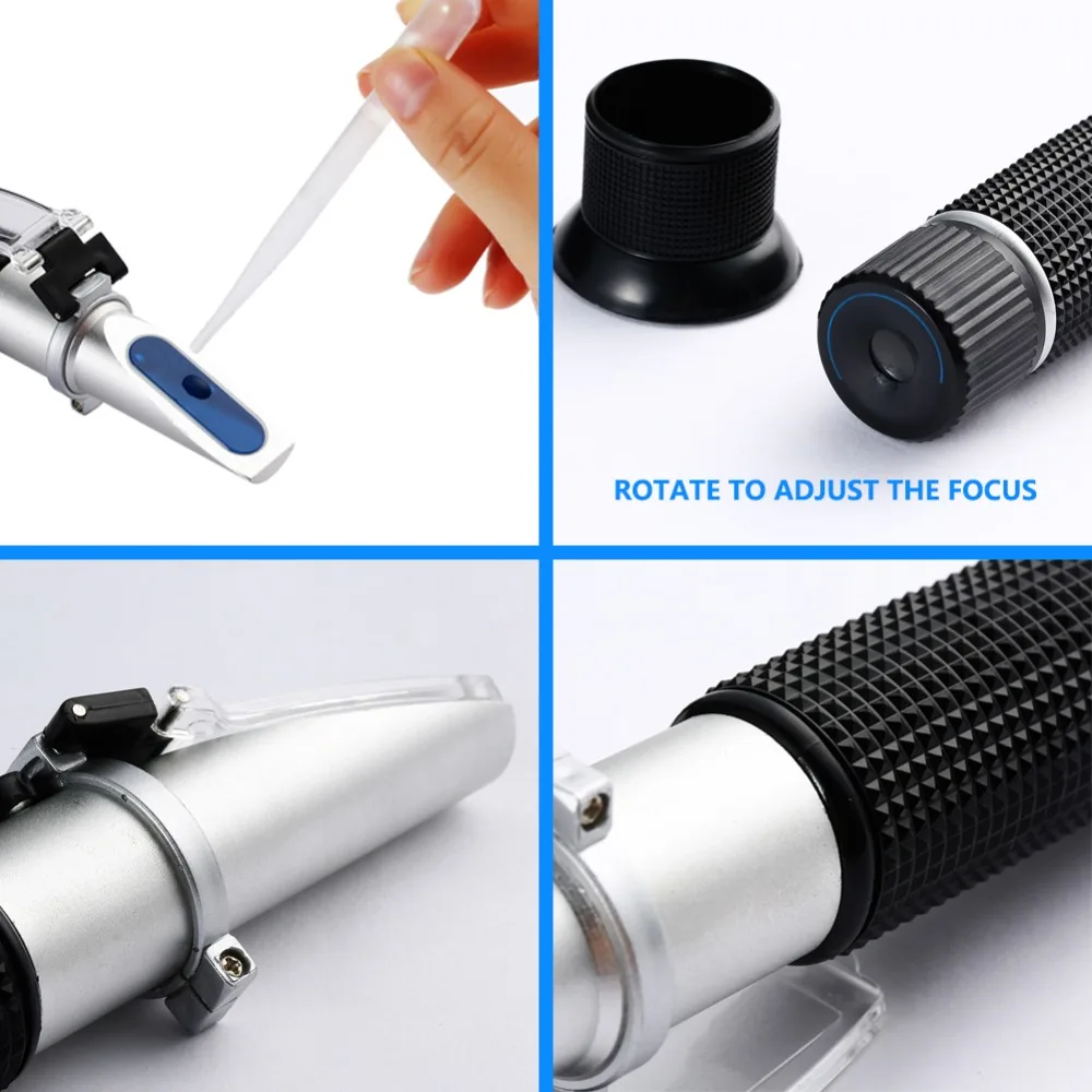 0-100% Salinity Refractometer 0-10% Brix 1.000-1.070 Specific Gravity Sugar Salt Concentration Meter for Saltwater Food Brine