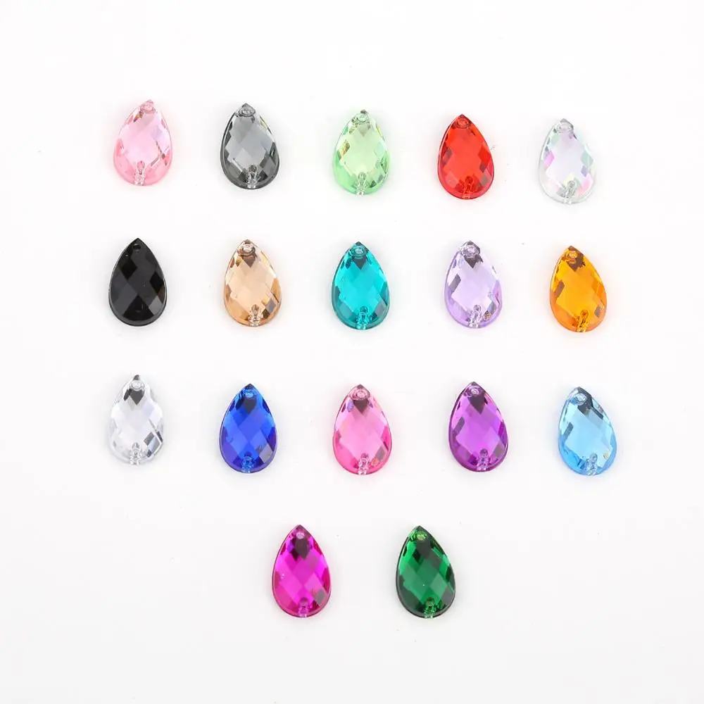 TPSMOC 8*13mm/10*14mm/13*18mm/18*25mm Water Drop Colorful Acrylic Sew On Rhinestone Flatback Crystal Beads For DIY Dress