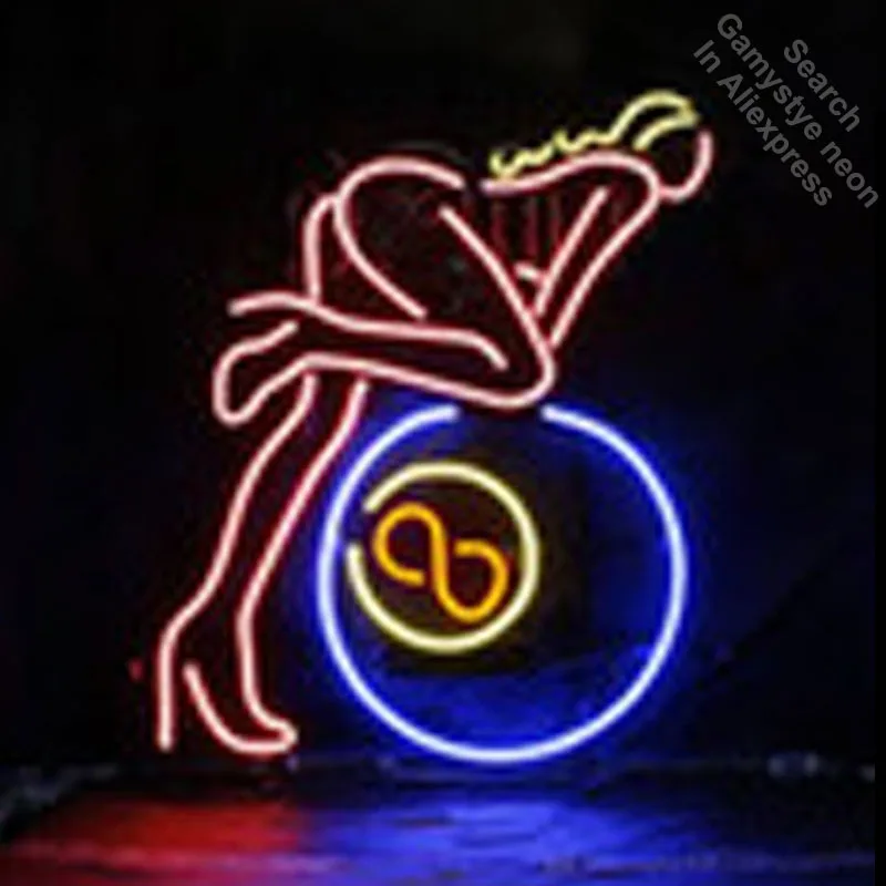 Neon Signs for Open Sexy Lady Neon Light Sign 8 Ball Game room Handcrafted Recreation Room Neon Bulbs Glass Tube dropshipping