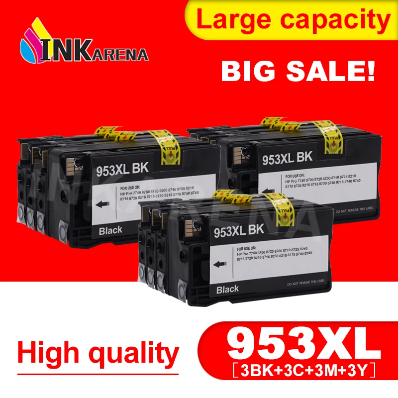 

INKARENA 3 Set 953XL Ink Cartridge Replacement for HP 953 For HP953 XL OfficeJet Pro 7740 8210 8710 All-in-One Printer 8720 8730