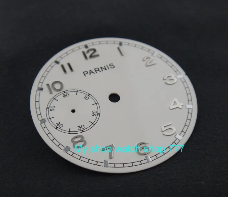 38.9mm white dial fit for 6497-1 /6497-2/st3600 movement watch silvery marks 07a