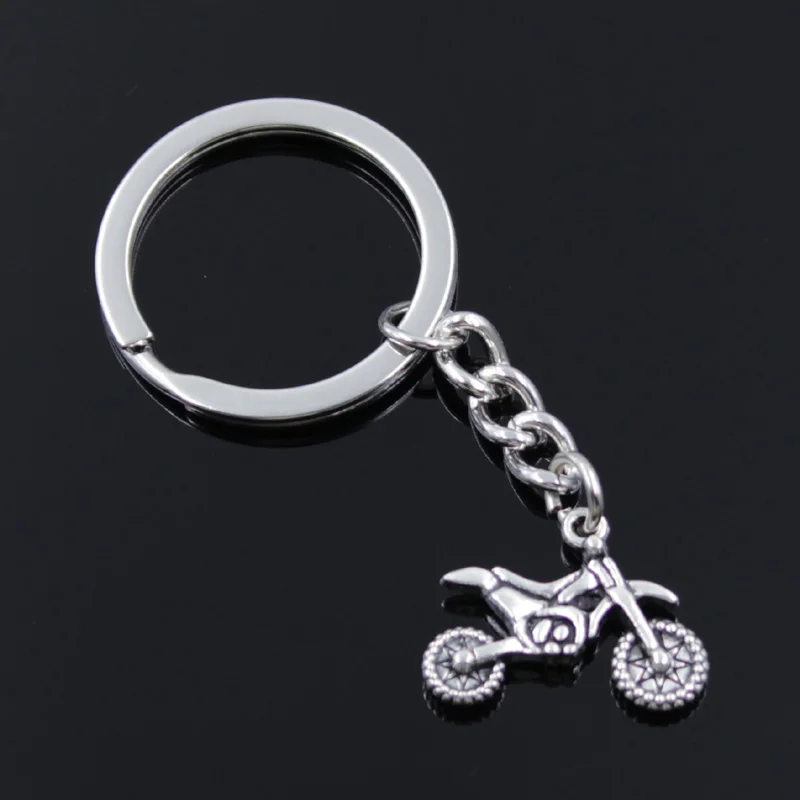 New Fashion Men 30mm Keychain DIY Metal Holder Chain Vintage Motorcycle Motorcross 17x23mm Silver Color Pendant Gift