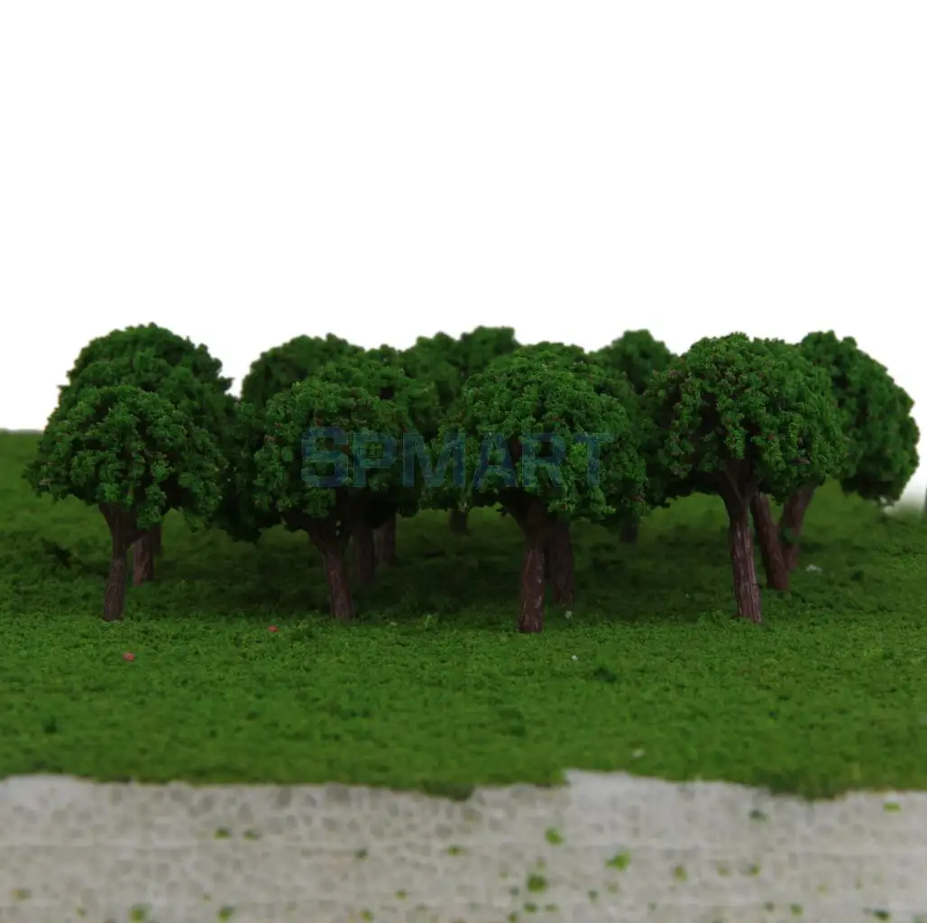 50Pcs 3cm Quality Scenery Landscape Train Model Trees Scene Railway Railroad Wargame Layout- green color Scale 1/500