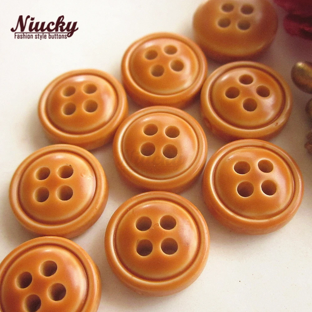 

Niucky 11.4mm 7/16" 4 Holes Yellow Imitation Leather Shirt Buttons for Sewing High Quality Sewing Materials R0201-053