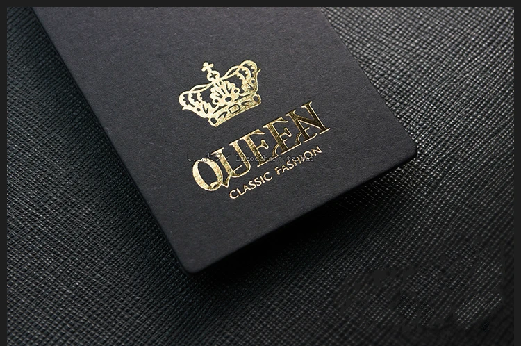 QUEEN-Black Special Paper Hotstamp, Iron Gold Garment Hang Tags with Rope, DIY Supplies