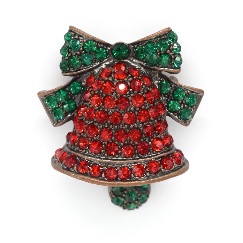 60pcs/lot Mixed Color (Can Notes Color) Wholesale Fashion Brooch Rhinestone Christmas Bells Pin brooches Christmas party C101479