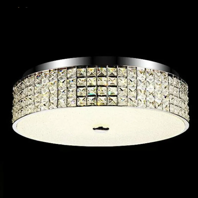 Modern Simple Chrome Metal Led Ceiling Lights Lustre Crystal Bedroom Dimmable Led Ceiling Lamp Foyer Led Lighting Light Fixtures