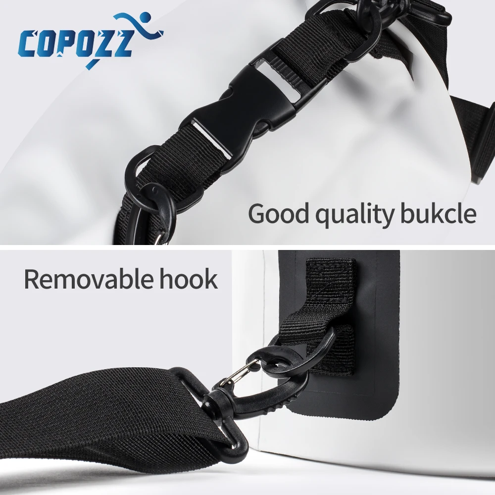 COPOZZ Waterproof Bag Dry Bag PVC 15L with Long Adjustable Strap for Men Women Storage Gym Swimming Bag Travel Backpack Sport