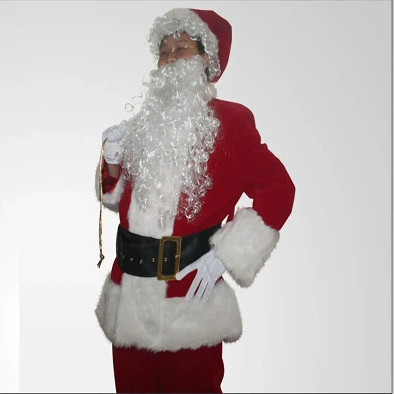 High Quatlity Christmas Costumes Santa Claus For Adults New Year Suit Red Halloween Cosplay Costume Free Shipping image 2