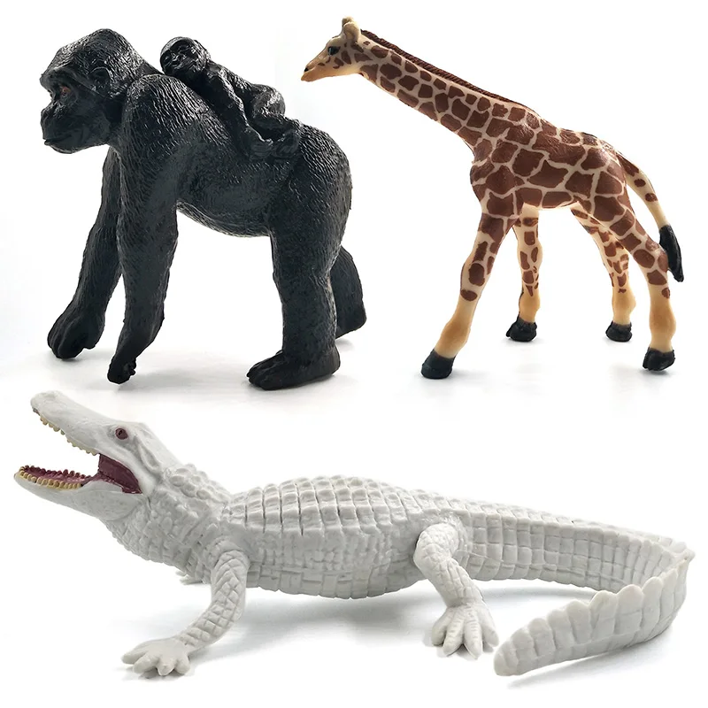 White Crocodile Panda Chimpanzee wildebeest Koala Deer Swan animal model figurine home decor fairy garden decoration accessories