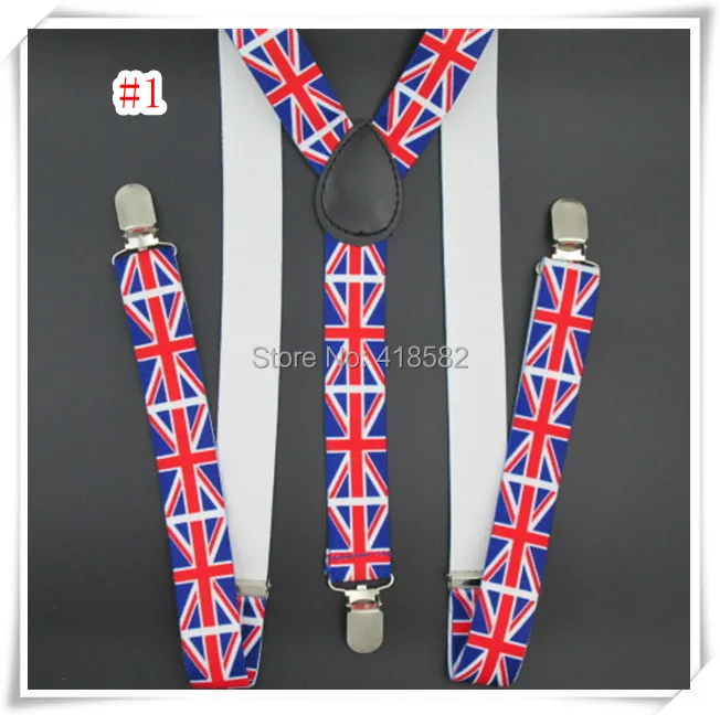 BD020--2015 Hot Fashion Mannen Bretels Vlag Print 3 Kleuren Bretels 100 Cm Lengte 2.5 Breedte 3 Clips Bretels Gratis Verzending