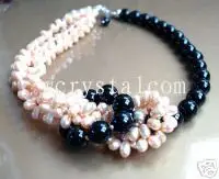 

Pink Freshwater Pearl Black Onyx Stone Bead Necklace Fashion necklaces for women 2015 100% natural pearls jewelry