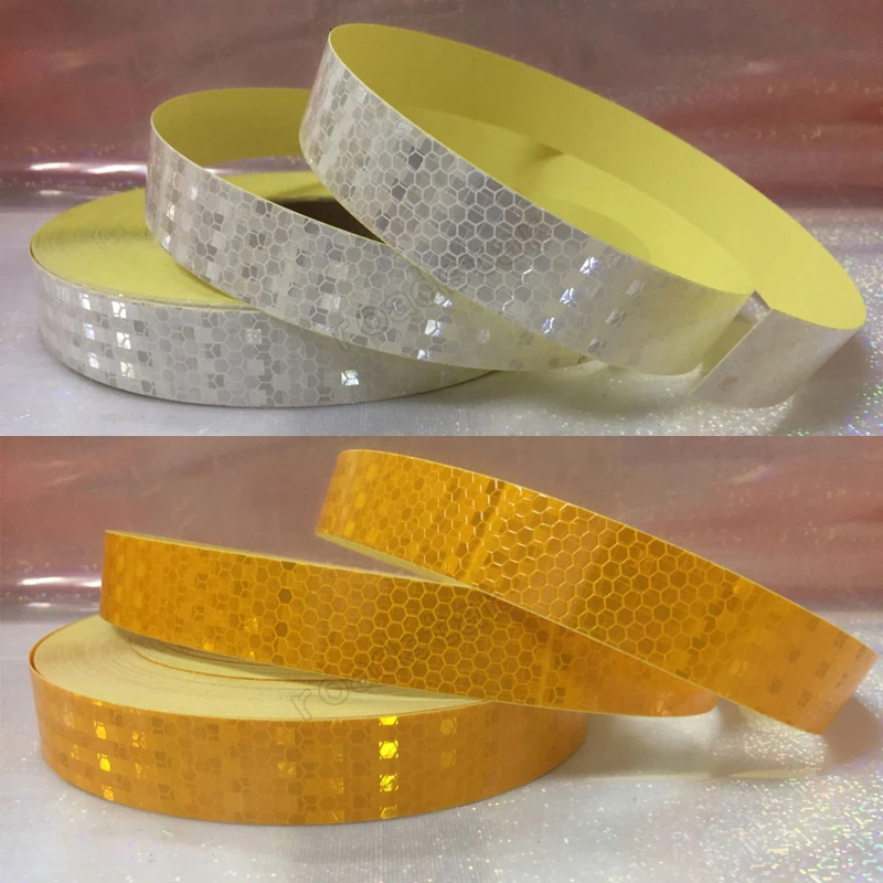 Roadstar 25mm x 25m Yellow/Red/White Reflective Tape Stickers Car-Styling Self Adhesive Warning Tape