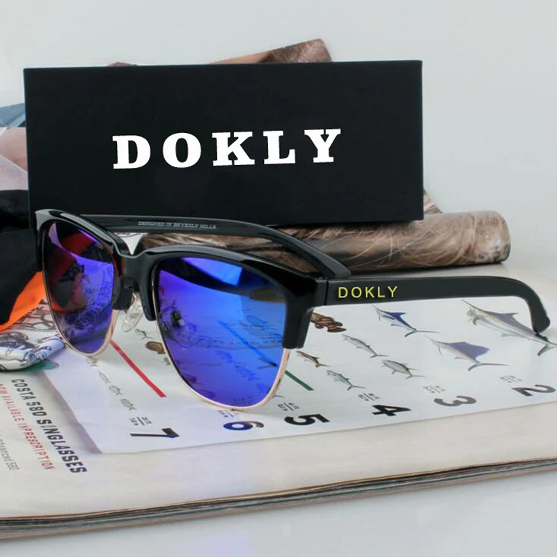 Dokly Réel Polaroized lunettes de Soleil Miroir Hommes et femmes lunettes de soleil polarisées Semi-cerclées Lunettes de Soleil lunettes Oculos De Sol