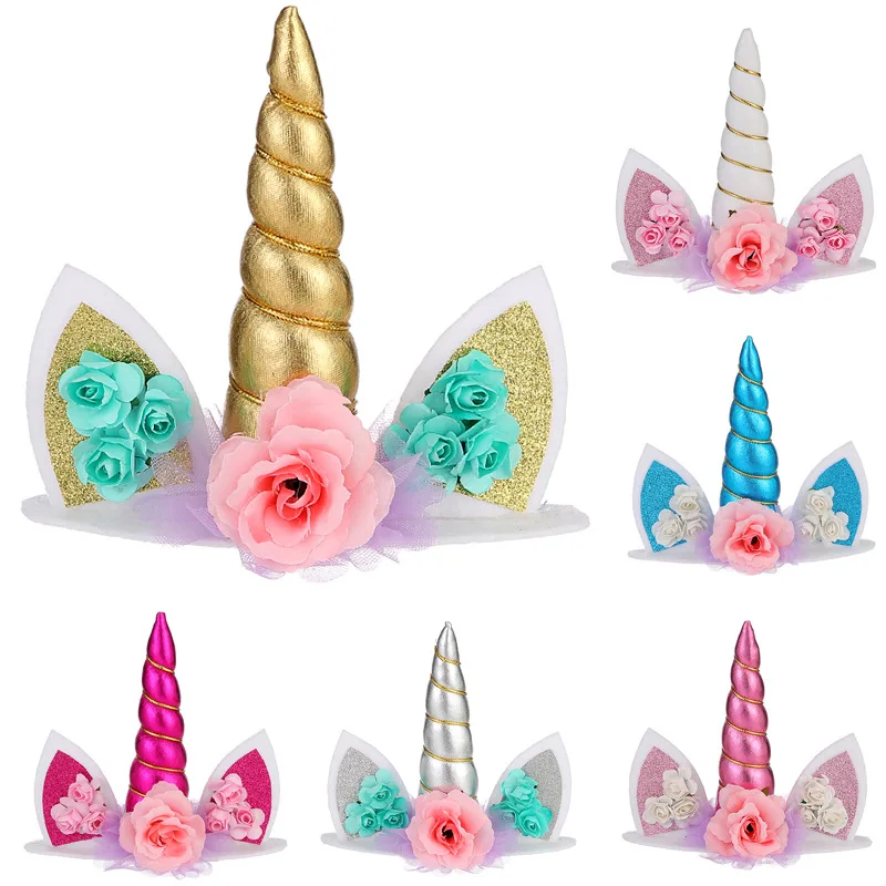 Unicorn Horns Wings Cake Topper Unicorn Party Cake Decoration Kids Party Favor Babyshower Birthday Wedding Valentine\'s Day Decor