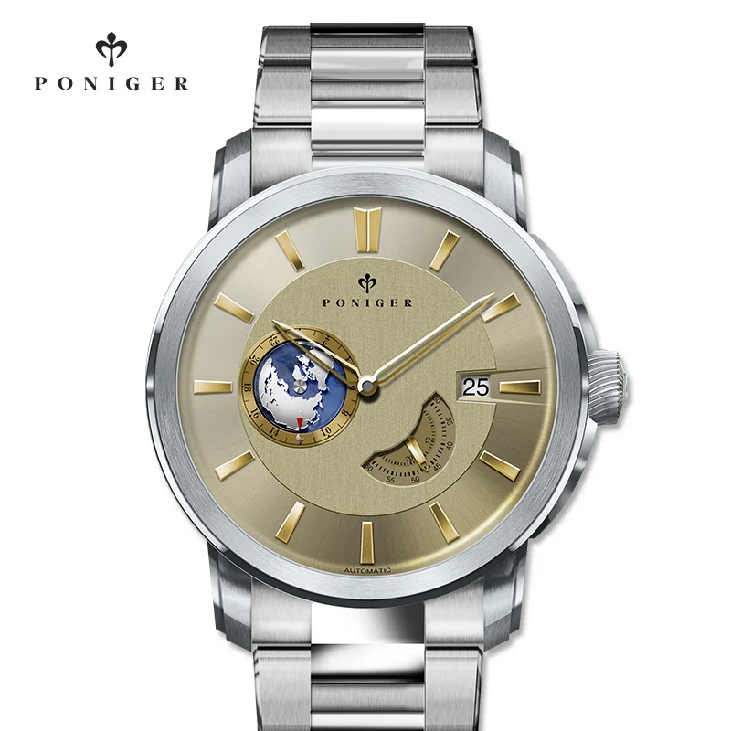 Switzerland Luxury Brand PONIGER Japan NH35A Automatic Mechanical Men's Watches Sapphire 50M Waterproof Second Dial Clock P523-5