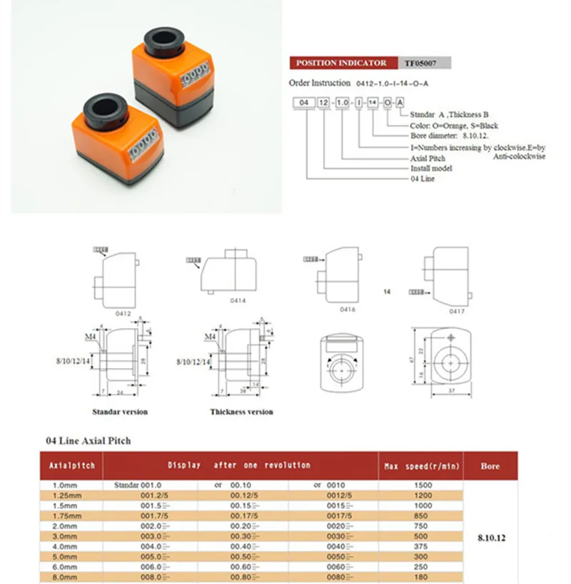 Imagem -02 - Linha 14 mm Versão Standar Indicador de Posição Contador Cor Aleatória Tf0500704