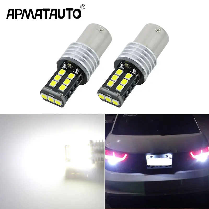 Apmatauto 2x LED Bulbs 800lm For Backup Reverse Light R5 1156 p21w ba15s 15-SMD with Samsung chips For AUDI S3 S4 RS4 A6 RS6