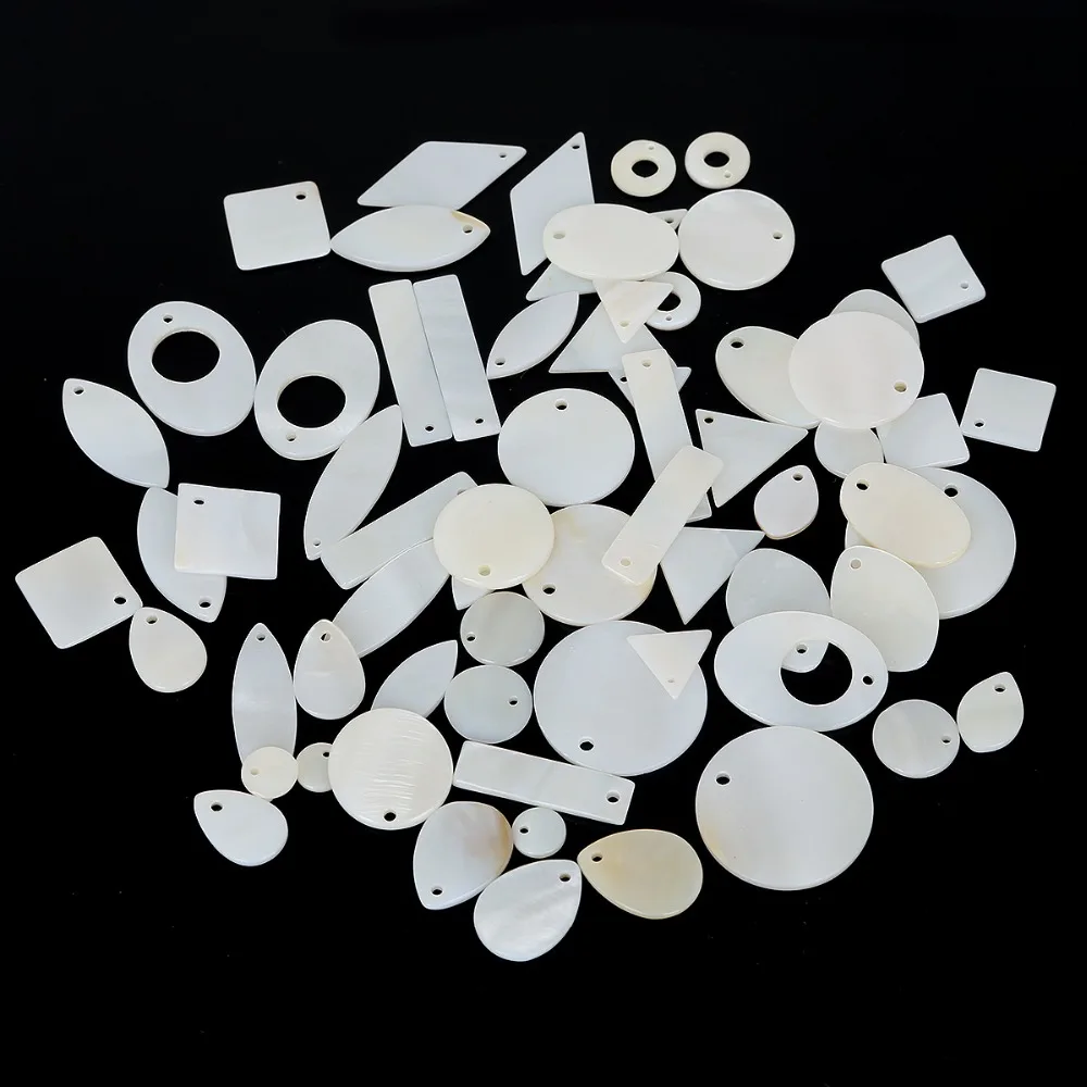 Different Size Hole 1.2/1.5mm 10-20pcs Pendants Charms Natural Round Shell Stone For DIY Fashion Jewelry Earring Making Findings