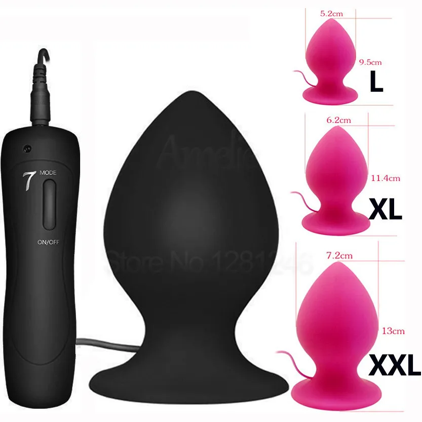 Super Big Size 7 Mode Vibrating Silicone Butt Plug Large Anal Vibrator Huge Anal Plug Unisex Erotic Toys Sex Products L XL XXL