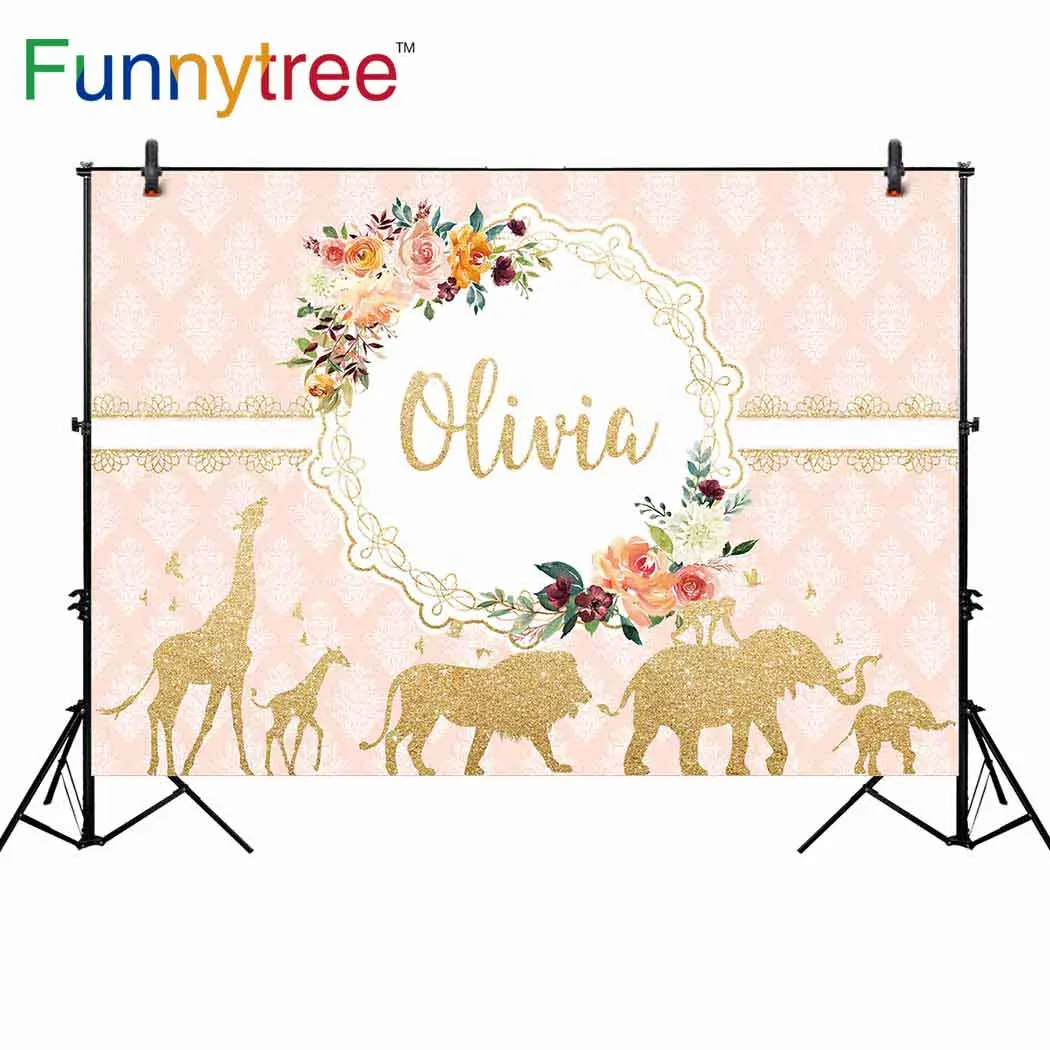 Funnytree backgrounds for photography studio animal damask flower baby shower birthday custom backdrop photobooth photocall