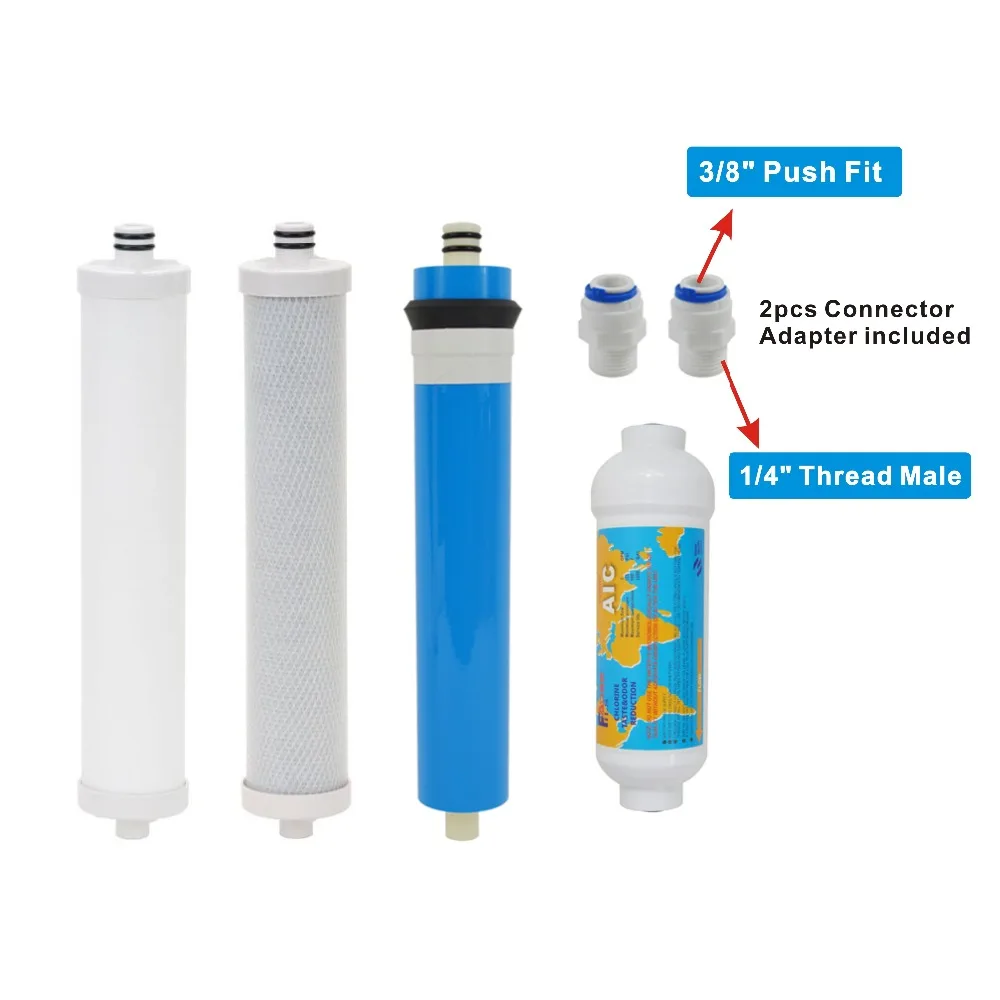 Compatible Culligan AC-30 Reverse Osmosis System Replacement Cartridge & Membrane 4 PCS with 3/8