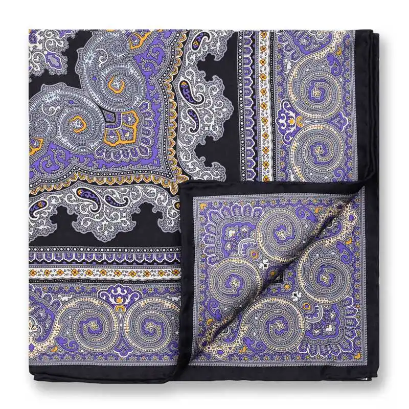 Luxury Fashion Paisley Print Hankies Mens Pocket Towel Men\'s Business Suits Pocket Square Handkerchiefs for Wedding 100% Silk