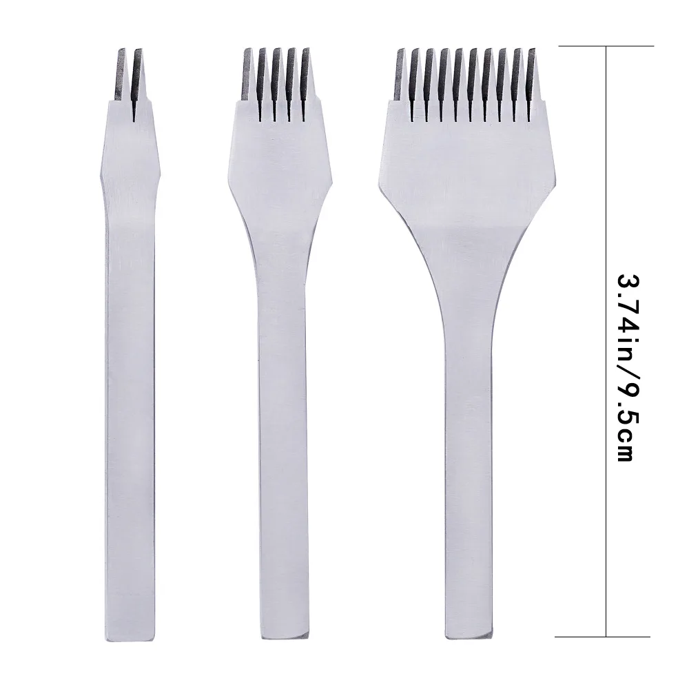 LMDZ White Steel Stitching Lacing Punch Chisel Tool 2.7/mm 3.0/mm/3.38mm/3.85/mm Polished Prongs Leather Craft Tools Leather