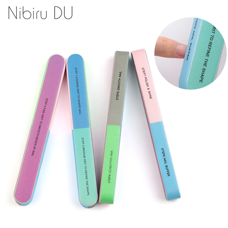 2 Pcs/set Nail Spong Files Professional File 7 Sides Sanding Buffer Block Nail Buffer For Nail Polishing Manicure Tool