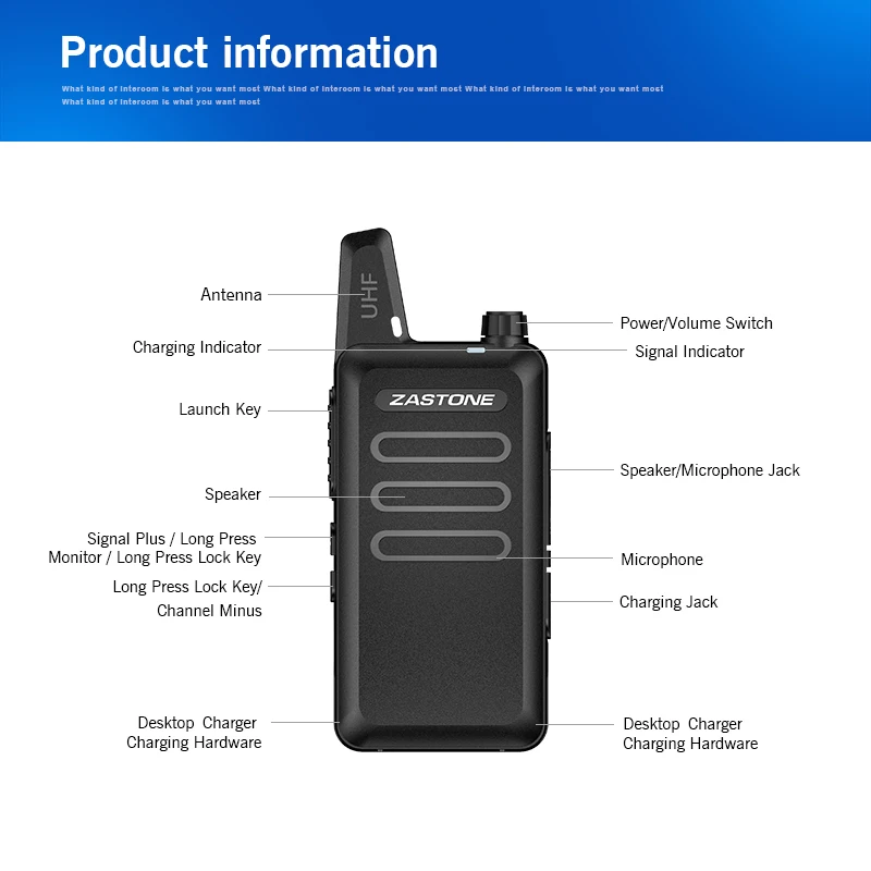 6pcs Zastone X6 Mini Walkie Talkie Portable Radio cb Radio UHF 400-470MHZ Radio Communicator Radio Transceiver with headsets