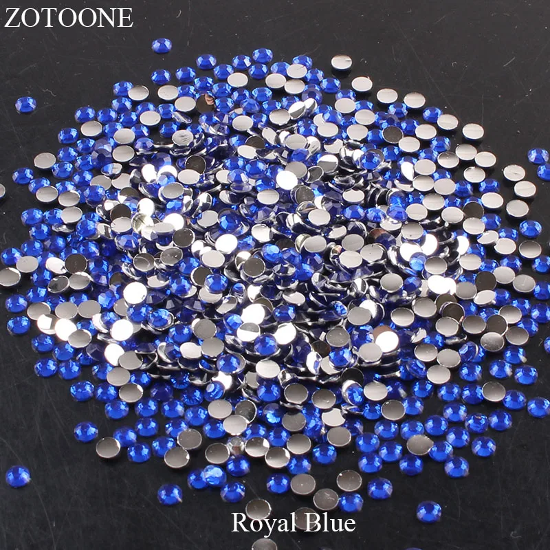 ZOTOONE Resin Flat Back Crystal Nails Royal Blue Rhinestone Applique Non Hotfix Stones And Crystals For Clothes Decoration E