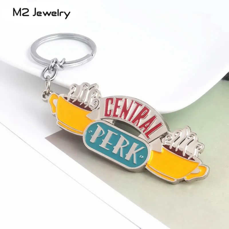 American TV Show Friends Central Perk Keychain Coffee Time Enamel Keyring Chian Pendant For Friends Gifts