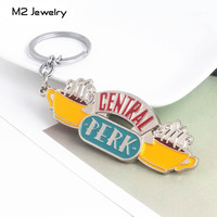 American TV Show Friends Central Perk Keychain Coffee Time Enamel Keyring Chian Pendant For Friends Gifts