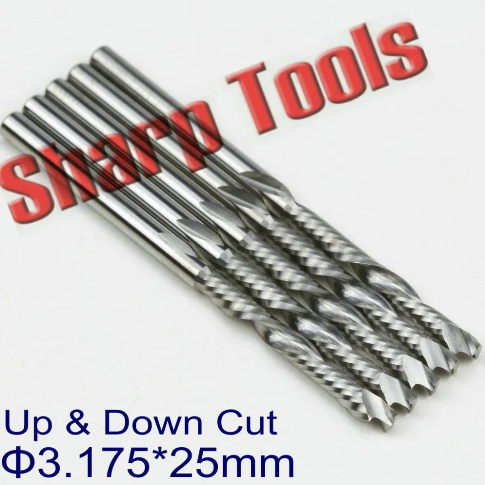 

Up Down Cutting Endmill 3.175x25mm 1 Flute Wood Milling Router Bit Compression Engraving Cutters Spiral CNC Carbide Tools 5pcs