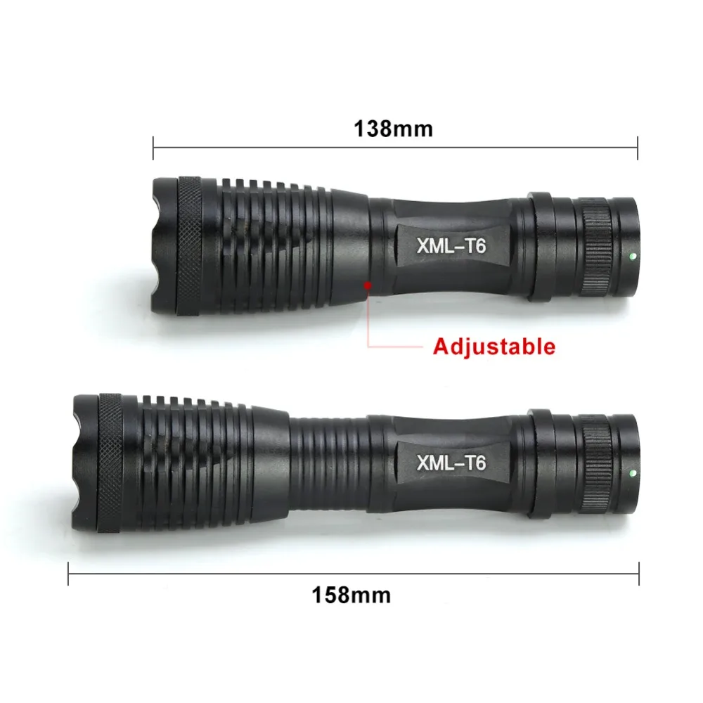 Anjoet E6 High Quality Tactical Flashlight XML-T6 LED 5 modes Zoomable hunting lanterna Torch Flash Light +18650 Battery Charger