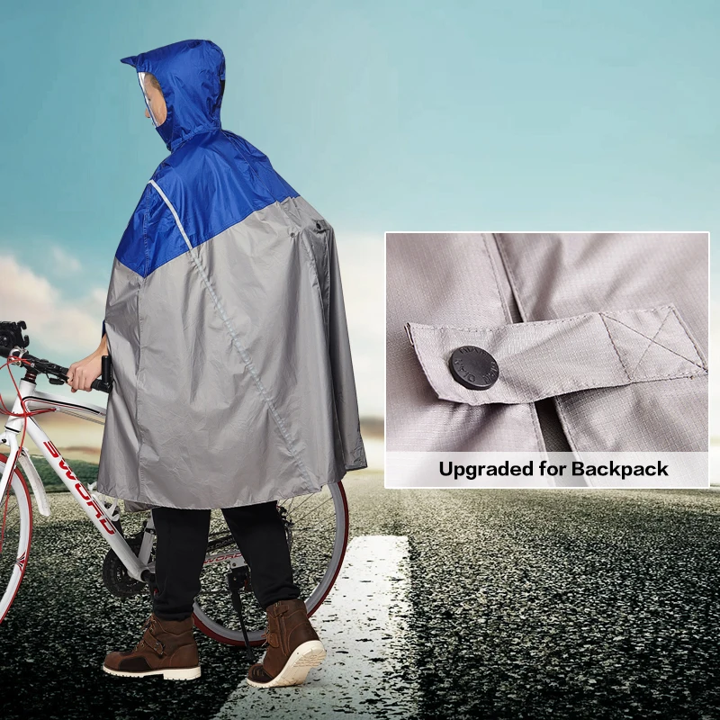 QIAN-chubasquero Impermeable para hombre y mujer, Poncho de lluvia para exteriores, mochila de diseño reflectante para ciclismo, escalada,