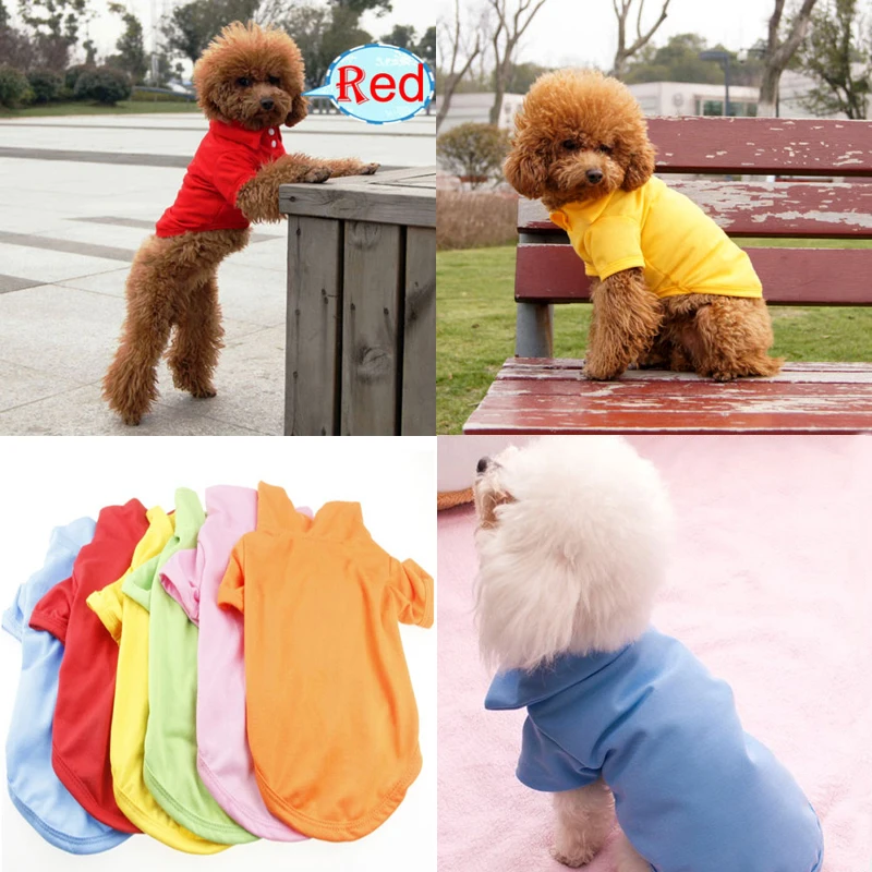 Cute Summer Pet Puppy Small Dog Cat POLO Shirt 100% Cotton Pet Clothes Costume Apparel T-Shirt 5 Size 6 colors