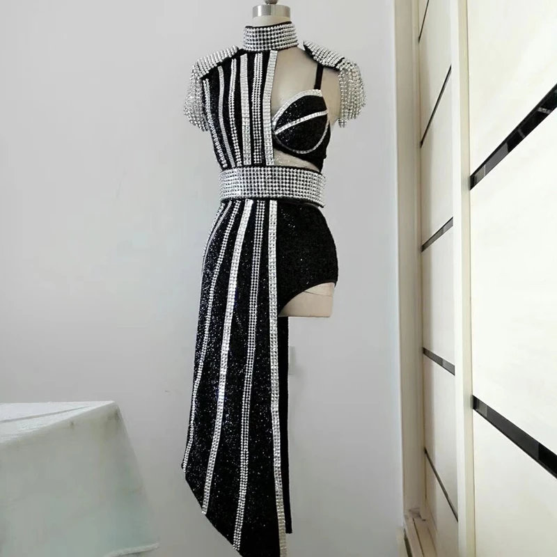 ปรับแต่งเซ็กซี่นักร้องดีเจเวทีเสื้อผ้าผู้หญิงคลับขั้วโลกเต้นรําเสื้อผ้าเอวสูงแจ๊สเครื่องแต่งกายคอสเพลย์ชุด DJ104