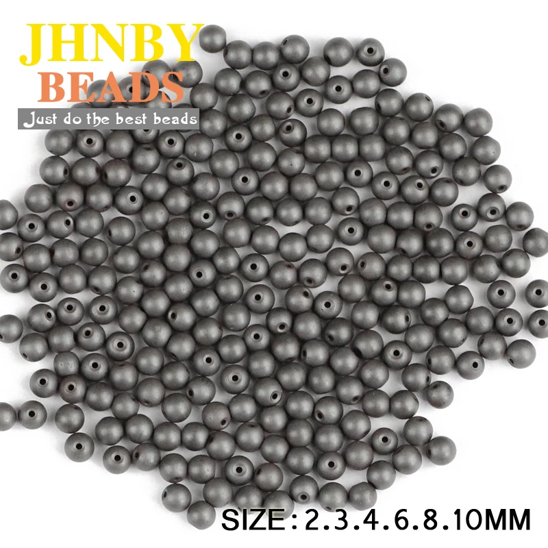 JHNBY Matte Black Hematite Beads Natural Stone Ore Round Loose Beads Ball 2/3/4/6/8/10MM Jewelry Bracelet Making Accessories DIY