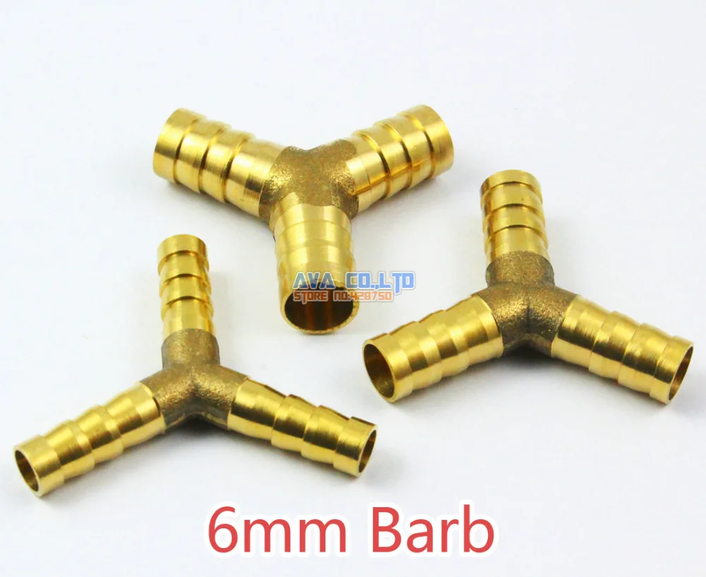 

10 Pieces Brass Y 3 way 6mm Fuel Hose Joiner Air Gas Water Hose Connector Coupler